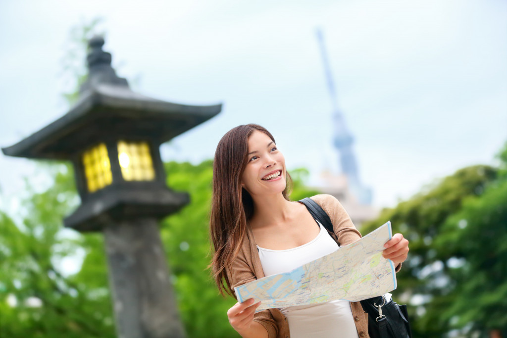 asian traveler in a city in Japan